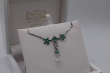 Load image into Gallery viewer, Nicole Barr green flower an crystal necklace