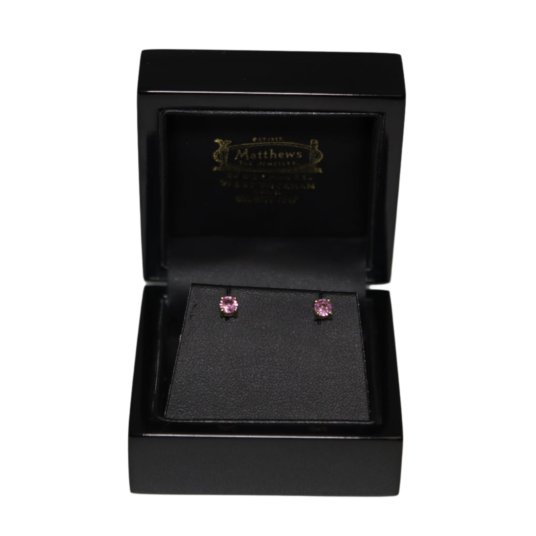 9ct Yellow Gold Pink Sapphire Stud Earrings
