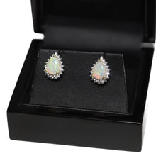 Load image into Gallery viewer, 18ct Yellow Gold Opal and Diamond Cluster Stud Earrings
