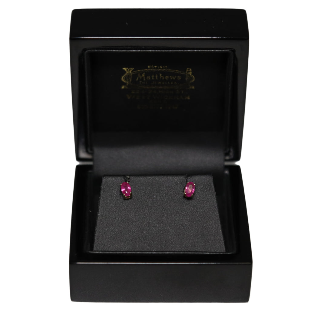 9ct Yellow Gold Oval Ruby Stud Earrings