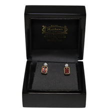 Load image into Gallery viewer, 9ct Yellow Gold Millgrain Set Garnet Stud Earrings
