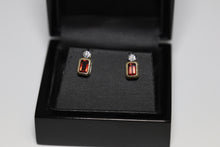 Load image into Gallery viewer, 9ct Yellow Gold Millgrain Set Garnet Stud Earrings
