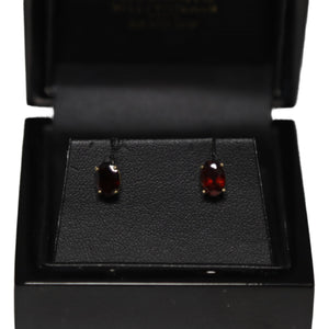9ct Yellow Gold Oval Garnet Stud Earrings