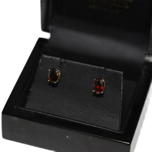 9ct Yellow Gold Oval Garnet Stud Earrings