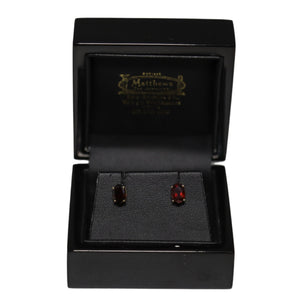 9ct Yellow Gold Oval Garnet Stud Earrings