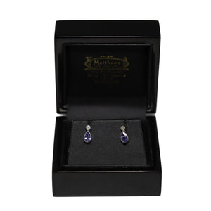 18ct White Gold Tanzanite and Diamond Stud Earrings