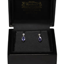 Load image into Gallery viewer, 18ct White Gold Tanzanite and Diamond Stud Earrings
