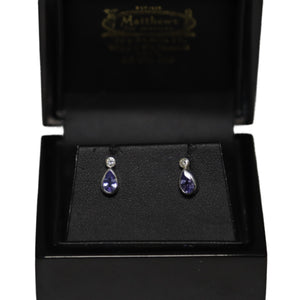 18ct White Gold Tanzanite and Diamond Stud Earrings