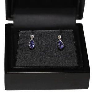18ct White Gold Tanzanite and Diamond Stud Earrings