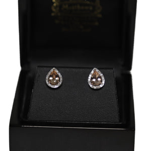 9ct Rose Gold Morganite and Diamond Cluster Stud Earrings