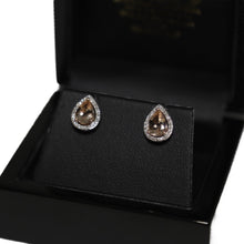 Load image into Gallery viewer, 9ct Rose Gold Morganite and Diamond Cluster Stud Earrings
