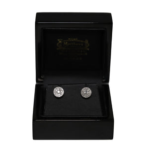 18ct White Gold Diamond Cluster Stud Earrings