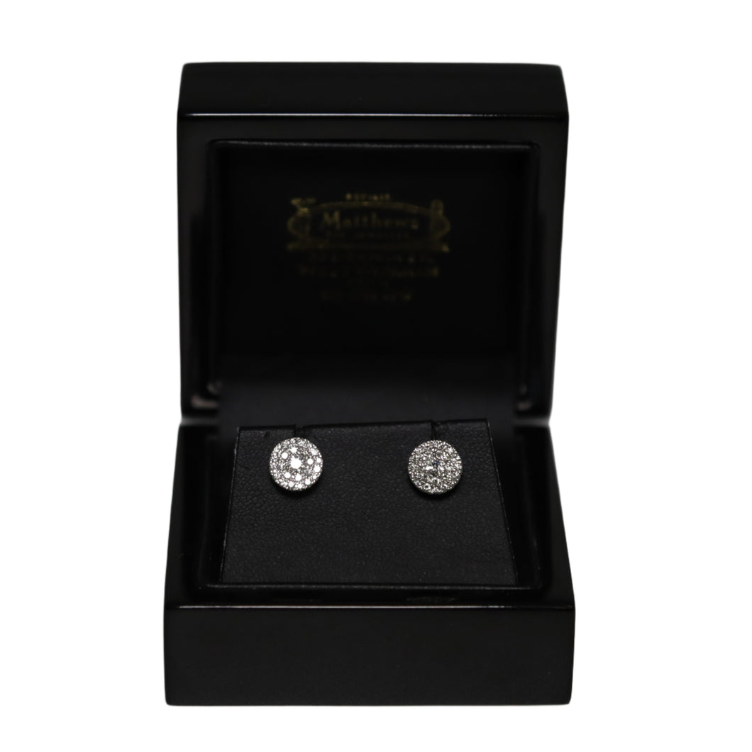 18ct White Gold Diamond Cluster Stud Earrings
