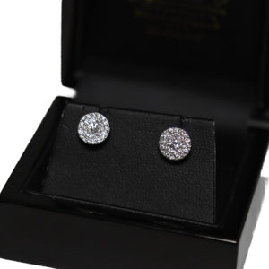 18ct White Gold Diamond Cluster Stud Earrings