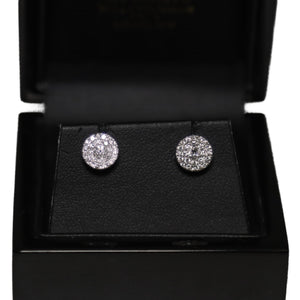 18ct White Gold Diamond Cluster Stud Earrings