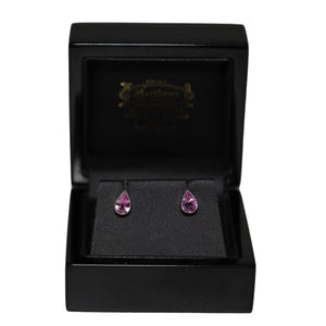 18ct White Gold Pink Sapphire Tear Drop Stud Earrings