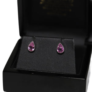 18ct White Gold Pink Sapphire Tear Drop Stud Earrings