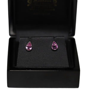 18ct White Gold Pink Sapphire Tear Drop Stud Earrings