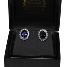Load image into Gallery viewer, 18ct White Gold Sapphire and Diamond Cluster Stud Earrings
