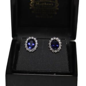 18ct White Gold Sapphire and Diamond Cluster Stud Earrings