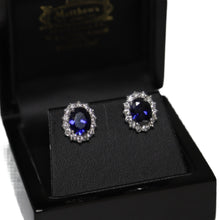 Load image into Gallery viewer, 18ct White Gold Sapphire and Diamond Cluster Stud Earrings
