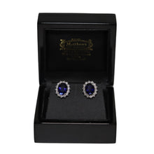 Load image into Gallery viewer, 18ct White Gold Sapphire and Diamond Cluster Stud Earrings
