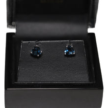 Load image into Gallery viewer, 9ct White Gold Heart London Blue Topaz Stud Earrings
