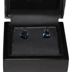 9ct White Gold Heart London Blue Topaz Stud Earrings
