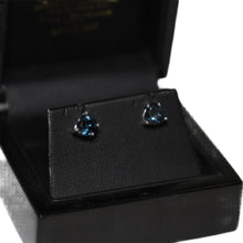 Load image into Gallery viewer, 9ct White Gold Heart London Blue Topaz Stud Earrings
