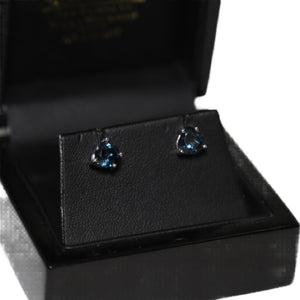 9ct White Gold Heart London Blue Topaz Stud Earrings