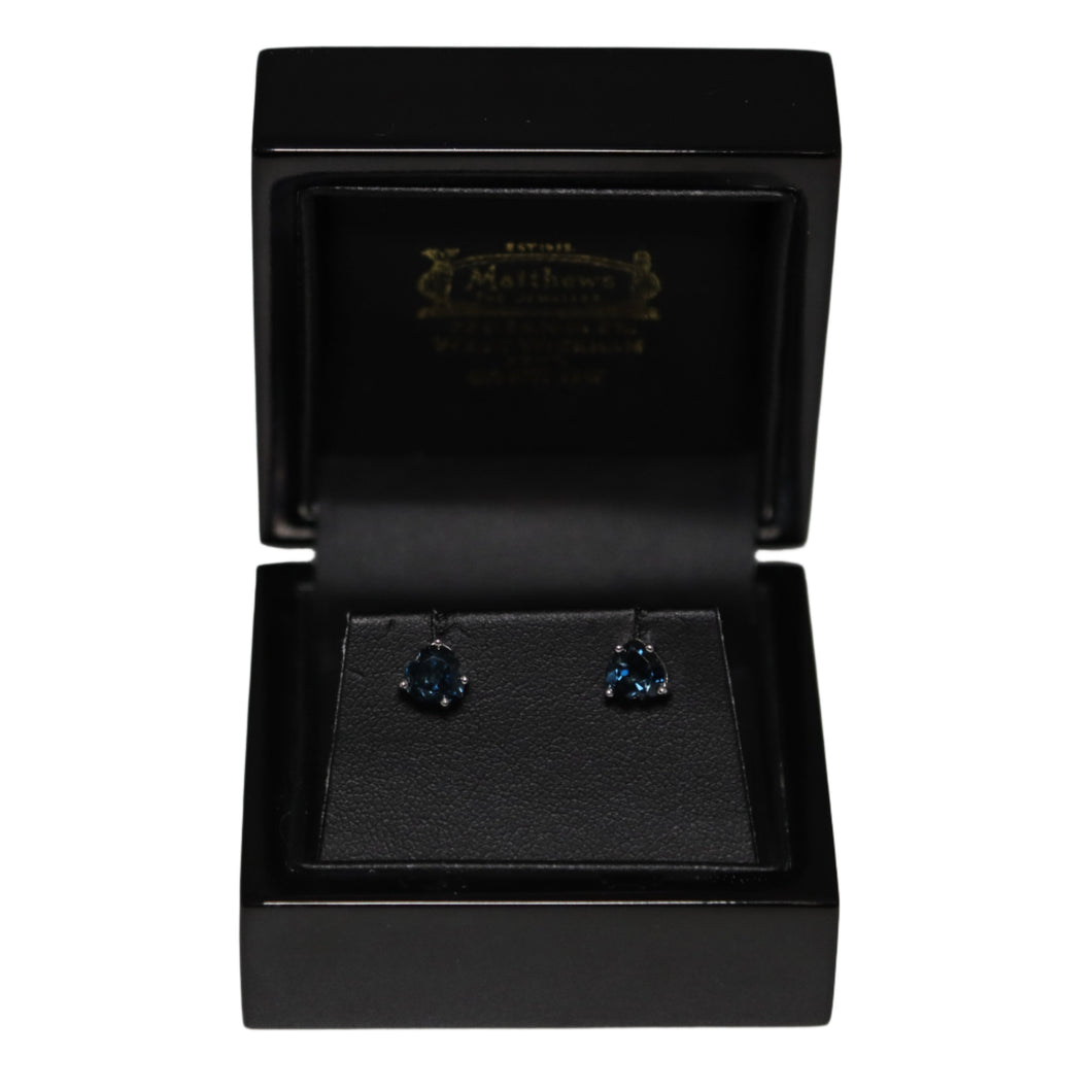 9ct White Gold Heart London Blue Topaz Stud Earrings