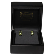 Load image into Gallery viewer, 9ct Yellow Gold Rectangular Peridot Stud Earrings
