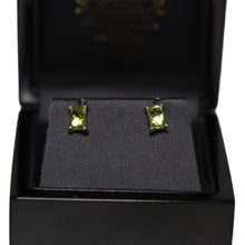 Load image into Gallery viewer, 9ct Yellow Gold Rectangular Peridot Stud Earrings
