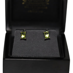 9ct Yellow Gold Rectangular Peridot Stud Earrings