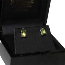 Load image into Gallery viewer, 9ct Yellow Gold Rectangular Peridot Stud Earrings
