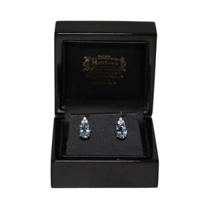 18ct White Gold Aquamarine and Diamond Trefoil Stud Earrings