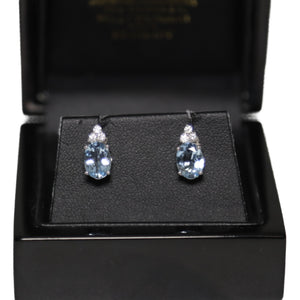 18ct White Gold Aquamarine and Diamond Trefoil Stud Earrings