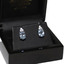 Load image into Gallery viewer, 18ct White Gold Aquamarine and Diamond Trefoil Stud Earrings
