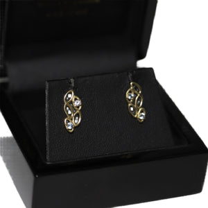 9ct Yellow Gold Open Marquise and Aquamarine Stud Earrings