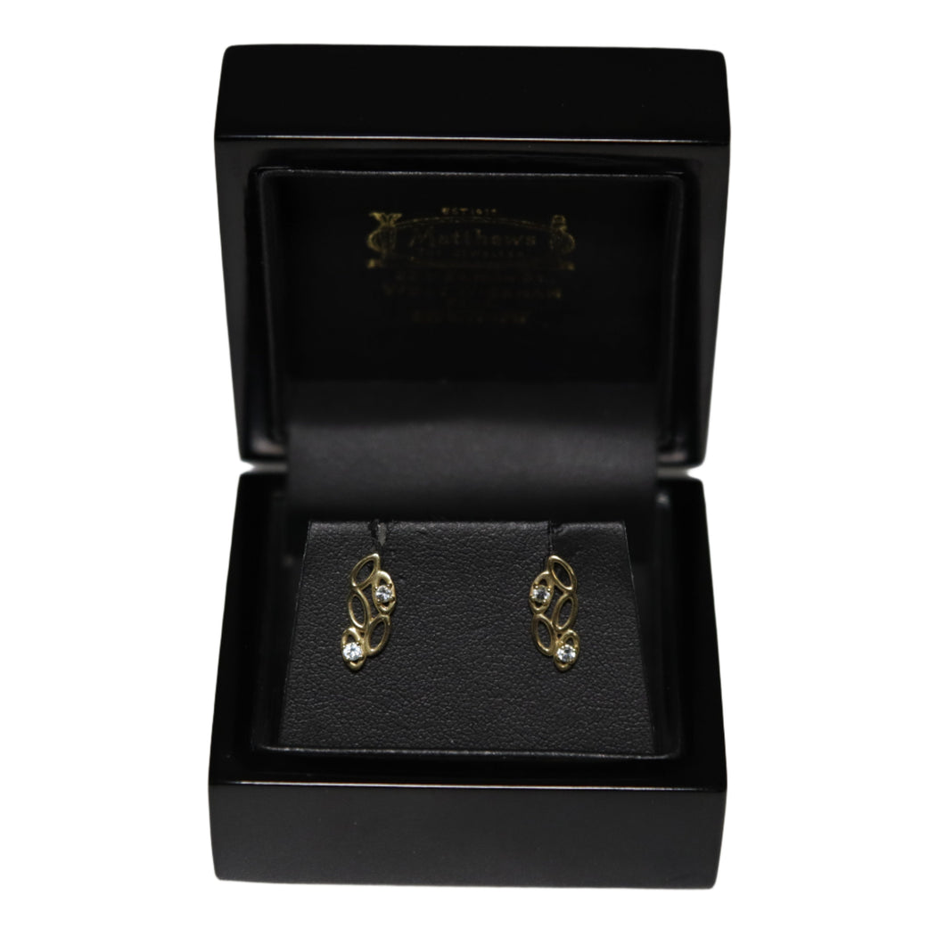 9ct Yellow Gold Open Marquise and Aquamarine Stud Earrings