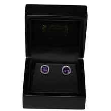 Load image into Gallery viewer, 9ct White Gold Amethyst and Diamond Cluster Stud Earrings
