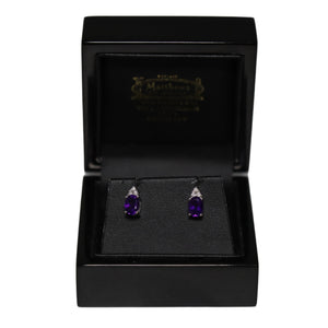 18ct White Gold Amethyst and Diamond Trefoil Stud Earrings