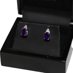 18ct White Gold Amethyst and Diamond Trefoil Stud Earrings