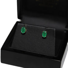 Load image into Gallery viewer, 9ct Yellow Gold Oval Emerald Stud Earrings
