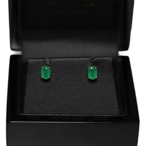 9ct Yellow Gold Oval Emerald Stud Earrings