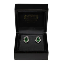 Load image into Gallery viewer, 18ct White Gold Tsavorite Garnet and Diamond Cluster Stud Earrings

