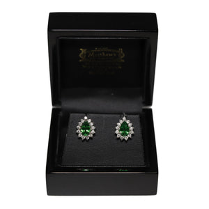 18ct White Gold Tsavorite Garnet and Diamond Cluster Stud Earrings