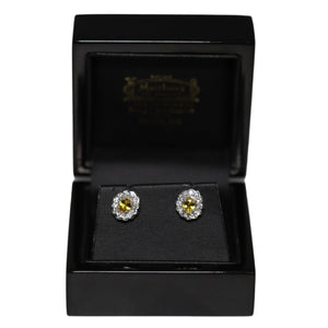 18ct White Gold Yellow Sapphire and Diamond Cluster Stud Earrings