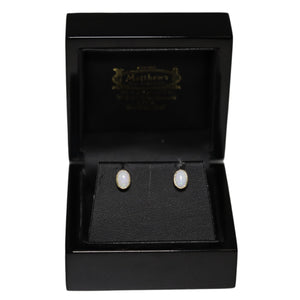 9ct Yellow Gold Rub Over Set Opal Stud Earrings