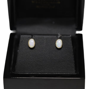 9ct Yellow Gold Rub Over Set Opal Stud Earrings